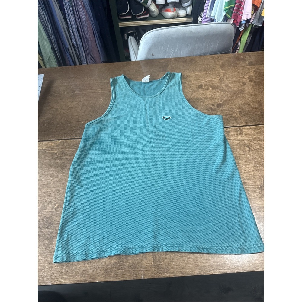 Vintage Speedo Tank Top Mens Large Green Spellout Logo Made In‎ USA Y2K 1988